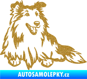 Samolepka Pes 162 pravá sheltie Ultra Metalic zlatá