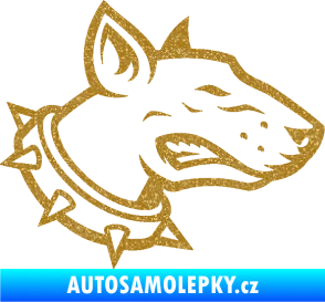 Samolepka Pes 167 pravá pitbull Ultra Metalic zlatá