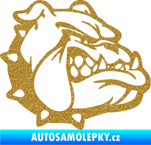 Samolepka Pes 174 pravá rozzuřený buldok Ultra Metalic zlatá