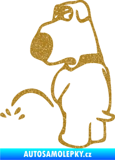 Samolepka Pes čůrá 002 levá Ultra Metalic zlatá
