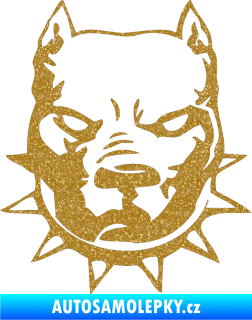 Samolepka Pitbull hlava 002 pravá Ultra Metalic zlatá