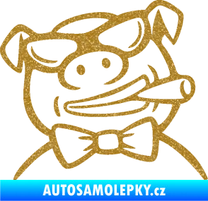 Samolepka Prase 005 pravá s doutnikem Ultra Metalic zlatá