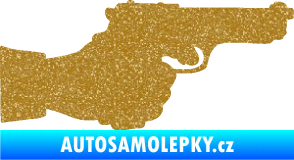 Samolepka Ruka s pistolí 001 pravá ruce vzhůru Ultra Metalic zlatá