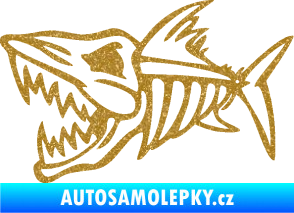 Samolepka Ryba kostra 002 levá Ultra Metalic zlatá