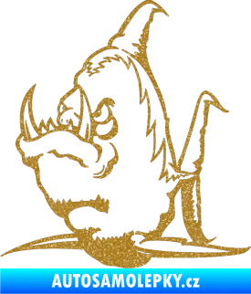Samolepka Ryba zubatá levá piraňa Ultra Metalic zlatá