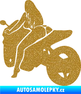 Samolepka Sexy žena na motorce levá Ultra Metalic zlatá