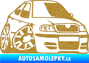 Samolepka Škoda Octavia karikatura pravá Ultra Metalic zlatá