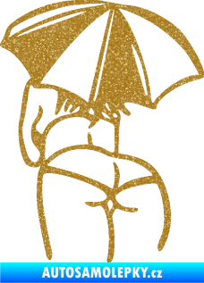 Samolepka Slečna s deštníkem levá Ultra Metalic zlatá
