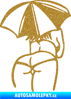 Samolepka Slečna s deštníkem pravá Ultra Metalic zlatá