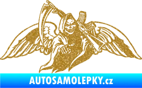 Samolepka Smrtka 016 pravá s křídly a kosou Ultra Metalic zlatá