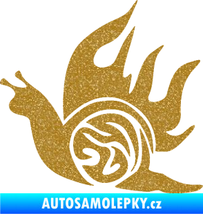 Samolepka Šnek s plameny levá Ultra Metalic zlatá
