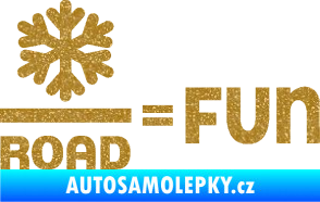 Samolepka Snow road fun nápis s vločkou Ultra Metalic zlatá