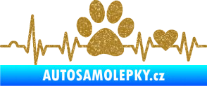 Samolepka Srdeční tep 005 pravá tlapka a srdíčko Ultra Metalic zlatá
