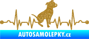 Samolepka Srdeční tep 007 pravá pitbull Ultra Metalic zlatá
