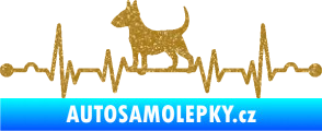 Samolepka Srdeční tep 008 levá pes bulteriér Ultra Metalic zlatá