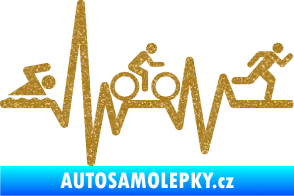 Samolepka Srdeční tep 012 pravá triatlon Ultra Metalic zlatá