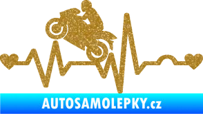 Samolepka Srdeční tep 013 levá motorkář Ultra Metalic zlatá