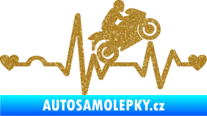 Samolepka Srdeční tep 013 pravá motorkář Ultra Metalic zlatá