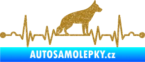 Samolepka Srdeční tep 014 pravá německý ovčák Ultra Metalic zlatá