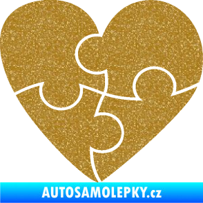 Samolepka Srdíčko 018 pravá puzzle Ultra Metalic zlatá