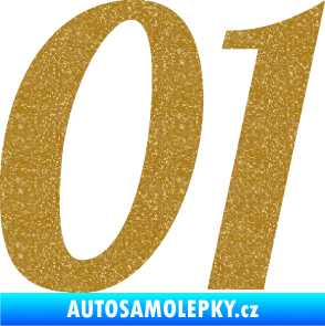 Samolepka Startovní číslo 01 typ 3 Ultra Metalic zlatá