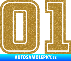 Samolepka Startovní číslo 01 typ 5 Ultra Metalic zlatá