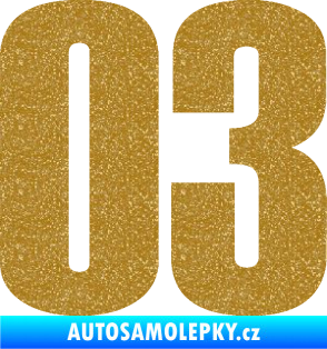 Samolepka Startovní číslo 03 typ 2   Ultra Metalic zlatá