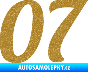 Samolepka Startovní číslo 07 typ 3 Ultra Metalic zlatá