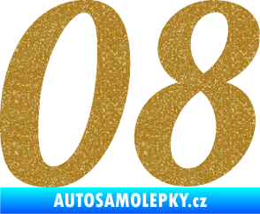 Samolepka Startovní číslo 08 typ 3 Ultra Metalic zlatá