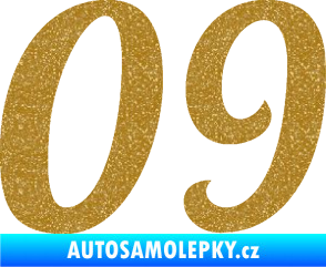 Samolepka Startovní číslo 09 typ 3  Ultra Metalic zlatá