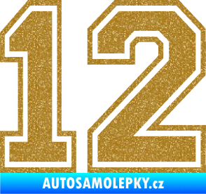 Samolepka Startovní číslo 12 typ 4 Ultra Metalic zlatá