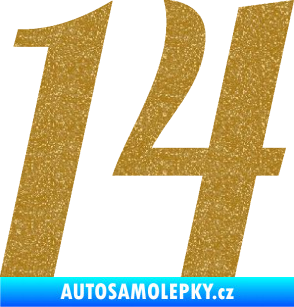 Samolepka Startovní číslo 14 typ 3      Ultra Metalic zlatá