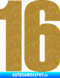 Samolepka Startovní číslo 16 typ 2   Ultra Metalic zlatá