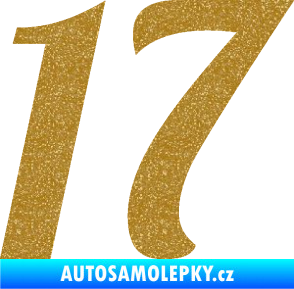 Samolepka Startovní číslo 17 typ 3        Ultra Metalic zlatá