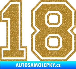 Samolepka Startovní číslo 18 typ 4 Ultra Metalic zlatá