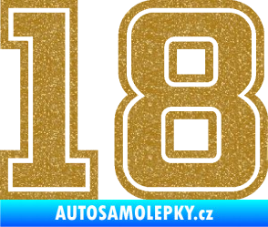 Samolepka Startovní číslo 18 typ 5 Ultra Metalic zlatá
