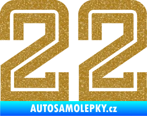 Samolepka Startovní číslo 22 typ 7 Ultra Metalic zlatá
