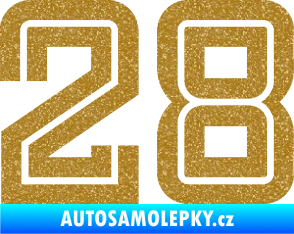 Samolepka Startovní číslo 28 typ 7 Ultra Metalic zlatá