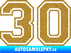 Samolepka Startovní číslo 30 typ 4 Ultra Metalic zlatá