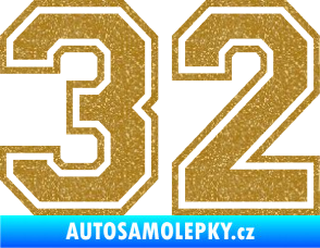 Samolepka Startovní číslo 32 typ 4 Ultra Metalic zlatá