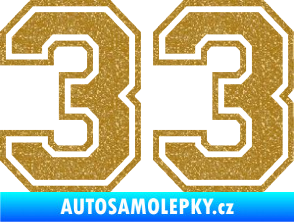 Samolepka Startovní číslo 33 typ 4 Ultra Metalic zlatá