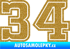 Samolepka Startovní číslo 34 typ 5 Ultra Metalic zlatá