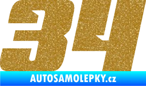 Samolepka Startovní číslo 34 typ 6 Ultra Metalic zlatá