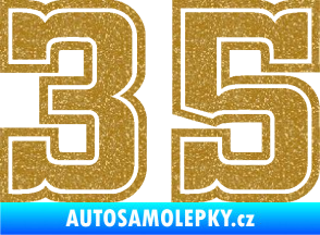 Samolepka Startovní číslo 35 typ 5 Ultra Metalic zlatá