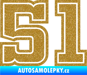 Samolepka Startovní číslo 51 typ 5 Ultra Metalic zlatá