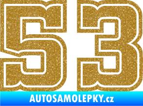 Samolepka Startovní číslo 53 typ 5 Ultra Metalic zlatá