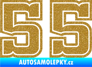 Samolepka Startovní číslo 55 typ 5 Ultra Metalic zlatá