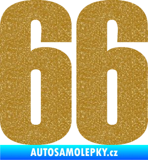 Samolepka Startovní číslo 66 typ 2     Ultra Metalic zlatá