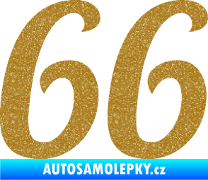Samolepka Startovní číslo 66 typ 3 Ultra Metalic zlatá