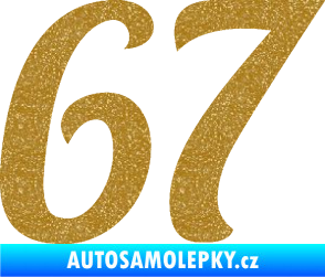 Samolepka Startovní číslo 67 typ 3 Ultra Metalic zlatá